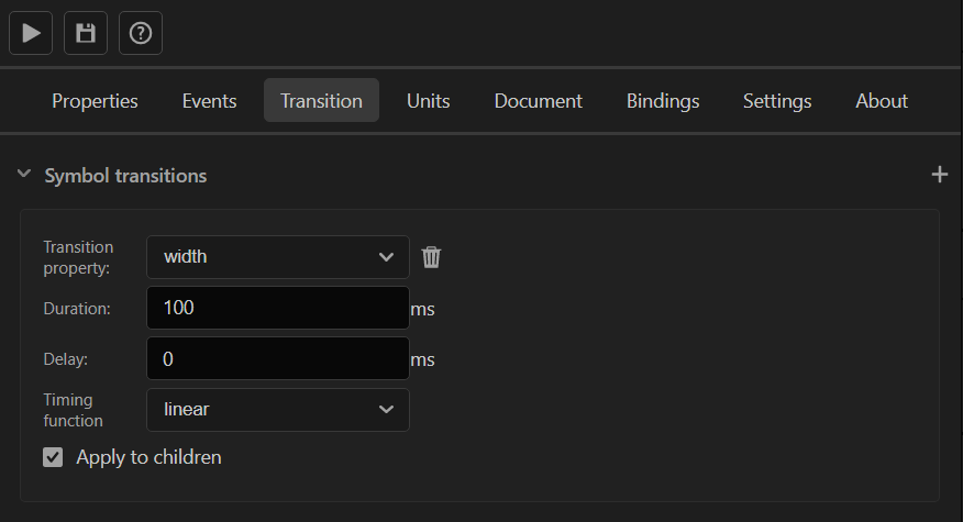 Transition panel UI