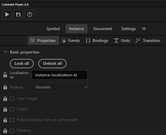 instance specific options panel