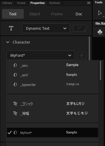 Font item as font