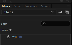 Font item in the library